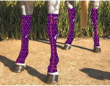 EQUINE COMPRESSION SOCK PRINTED STARS BLACK PURPLE PINK EQUINE COMPRESSION SOCK PRINTED STARS BLACK PURPLE PINK